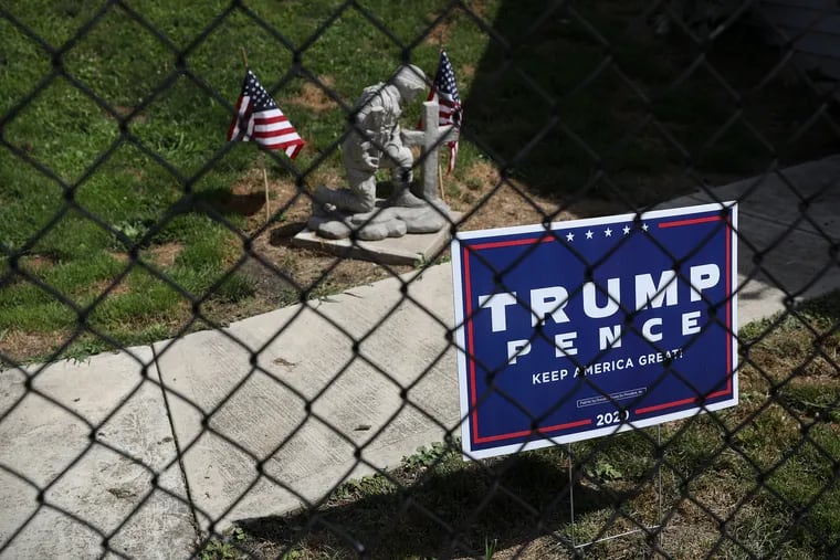 A Trump campaign in a yard in Carbondale, Pa., on July 31, 2020. Carbondale is one of many small towns in Pennsylvania that were long Democratic strongholds before Republicans made big gains in recent years.