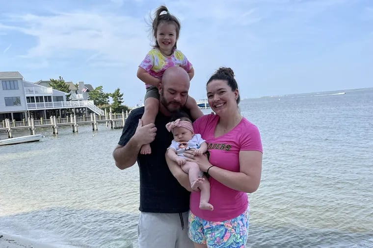 Pete and Shannon with daughters Sloane (left) and Frankie at Harvey Cedars this summer.