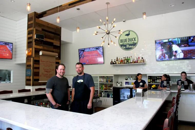 Joe Callahan (left) and Kris Serviss operate the new Blue Duck on Broad, at 220 S. Broad St.