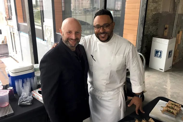 Executive vice president Jeff Benjamin (left) and executive chef Kevin Sbraga at a preview event for the Fitler Club, 2400 Market St., on Nov. 9, 2017.