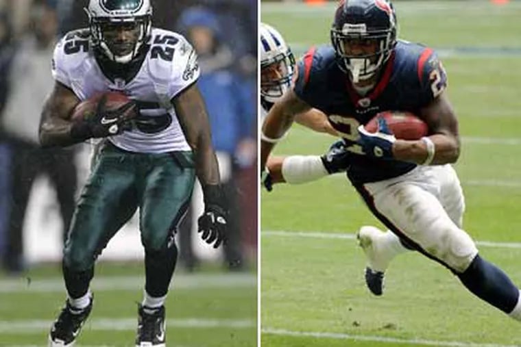 LeSean McCoy and Arian Foster will try to help their respective teams to a win tonight. (AP / Staff Photos)