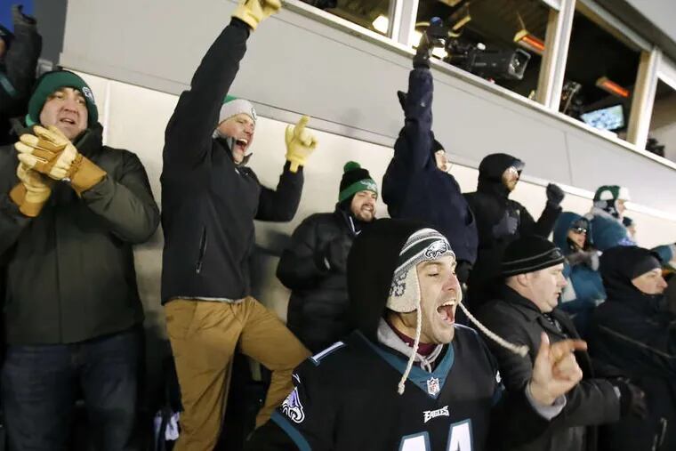 Eagles fans celebrate first touchdown versus Atlanta.