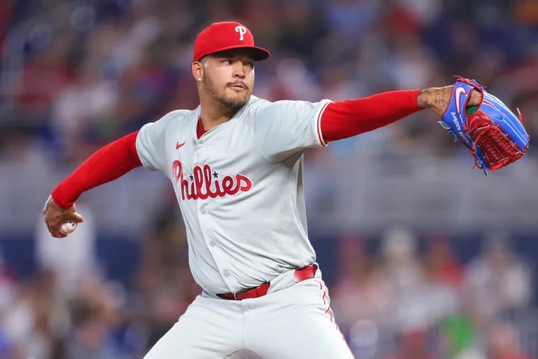 Taijuan Walker #99 of the Philadelphia Phillies pitches against the Miami Marlins during the first inning of the game at loanDepot park on May 11, 2024 in Miami, Florida. (Photo by Megan Briggs/Getty Images)