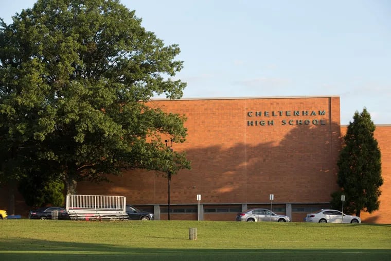 A front view of Cheltenham High School in Wyncote.