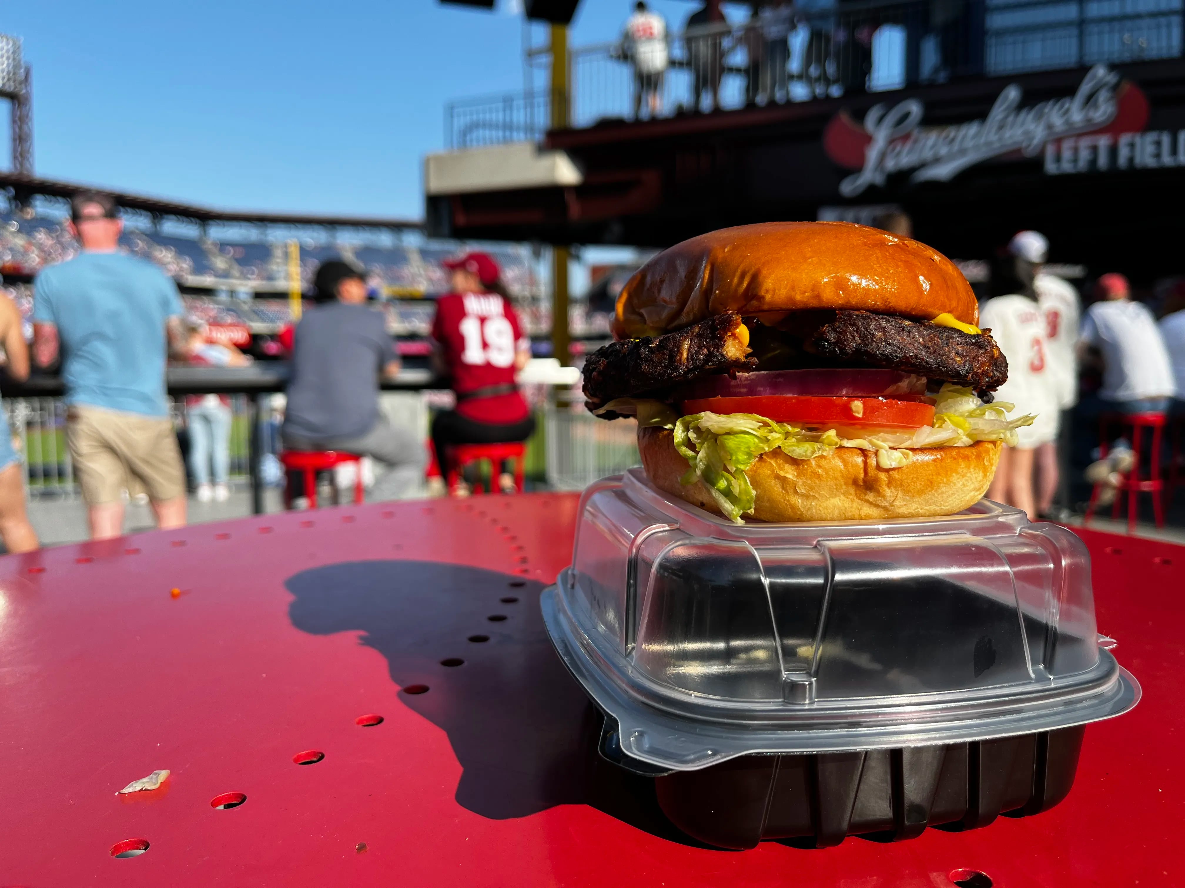 A black bean burger from the Coca-Cola Corner concession stand at Citizens Bank Park.