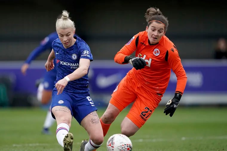 England forward Bethany England (left) has scored 21 goals in 24 games for Chelsea this season.