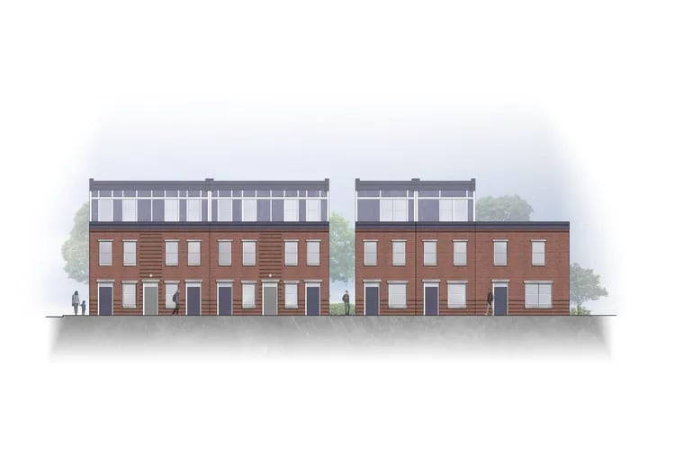 An artist's rendering of Mamie Nichols Townhomes affordable housing complex planned for the Point Breeze neighborhood in South Philadelphia.