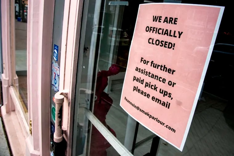 Sign on the front door of Smak Parlour in the 200 block of Market Street. It permanently shut down in November.