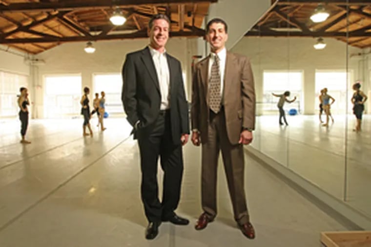 Two leaders of the Pennsylvania Ballet - artistic director Roy Kaiser (left) and executive director Michael G. Scolamiero - visit the company&#0039;s studios. Their close, enduring cooperation has been praised as an important factor in the ballet&#0039;s turnaround.