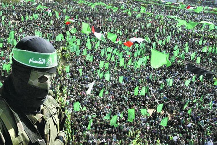 About 300,000 Hamas backers filled an arena and spilled onto nearby Gaza City streets during yesterday&#0039;s anniversary rally.