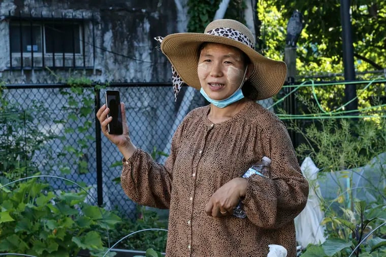 Chin Chin looks over the South Philadelphia garden where she grows vegetables on the productive patch of land called Growing Home Gardens.