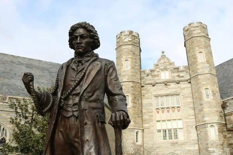 A statue of Frederick Douglass on the West Chester University campus