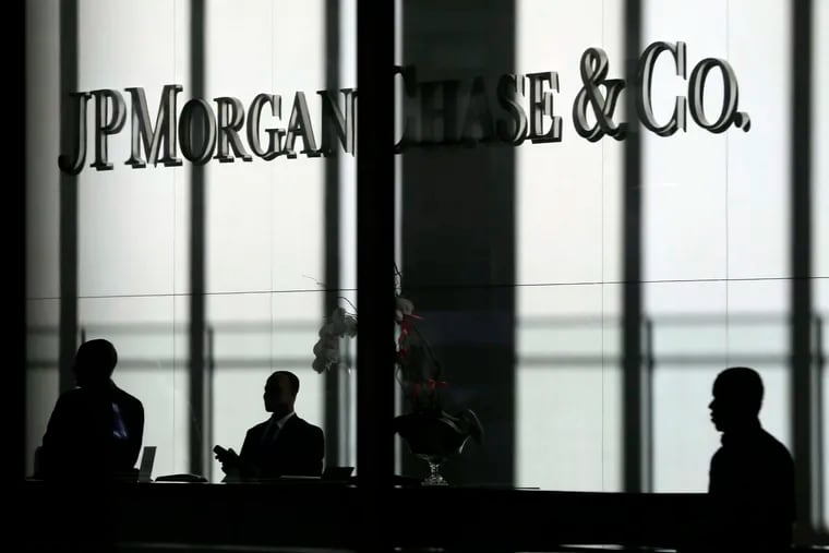 The JPMorgan Chase & Co. logo is displayed at their headquarters in New York.