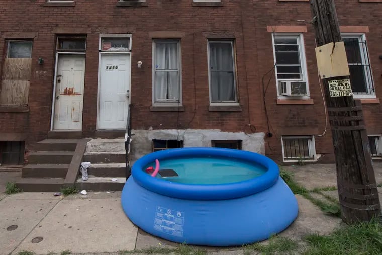 Inflatable pool on 3400 block of Goodman Street in North Philadelphia, Pa. Wednesday, June 27, 2018.  JOSE F. MORENO / Staff Photographer