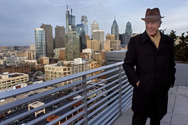 Developer Carl Dranoff poses on one of the two roof decks included in the largest penthouse at One Riverside.
