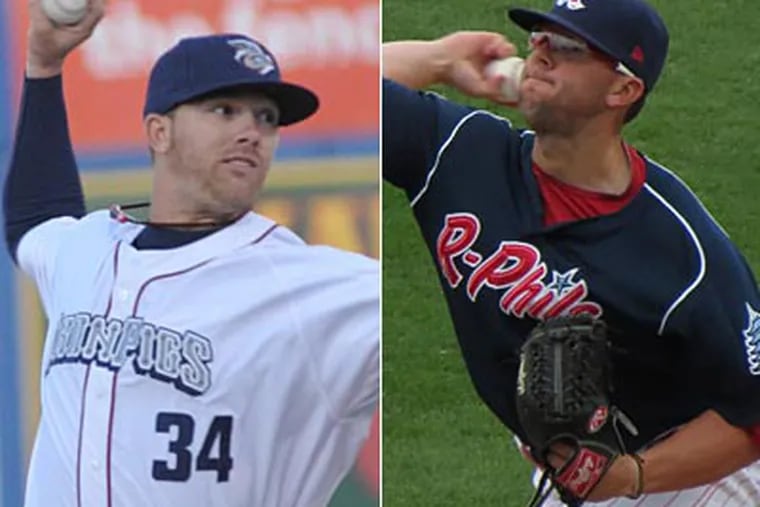 Tyler Cloyd (left) is 8-1 since joining Triple A. Justin Friend was promoted to Lehigh Valley in June. (File photos)