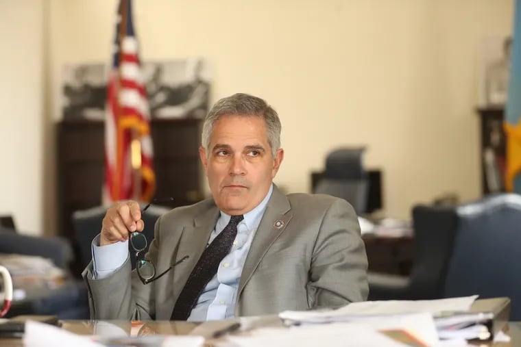 Philadelphia DA Larry Krasner explains his release of a 2017 list of police officers which has sparked thousands of court filings for new trials, Friday June 1, 2018. 