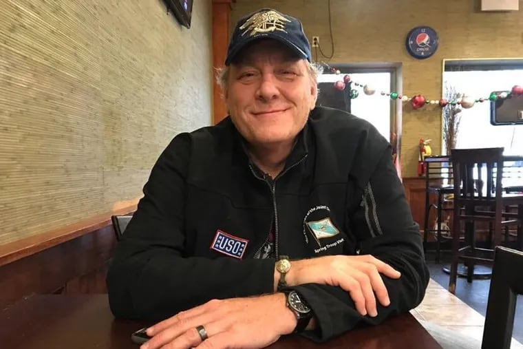 Former Phillies pitcher Curt Schilling outside of Boston during an interview in 2018. Schilling is joining Outkick, where he'll host a new baseball show.