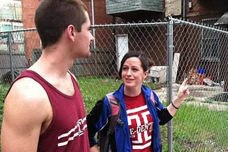 Temple students Mike Mirabella and Catie Messick talk about living off-campus. Both say they have been crime victims. MIKE NEWALL / Staff