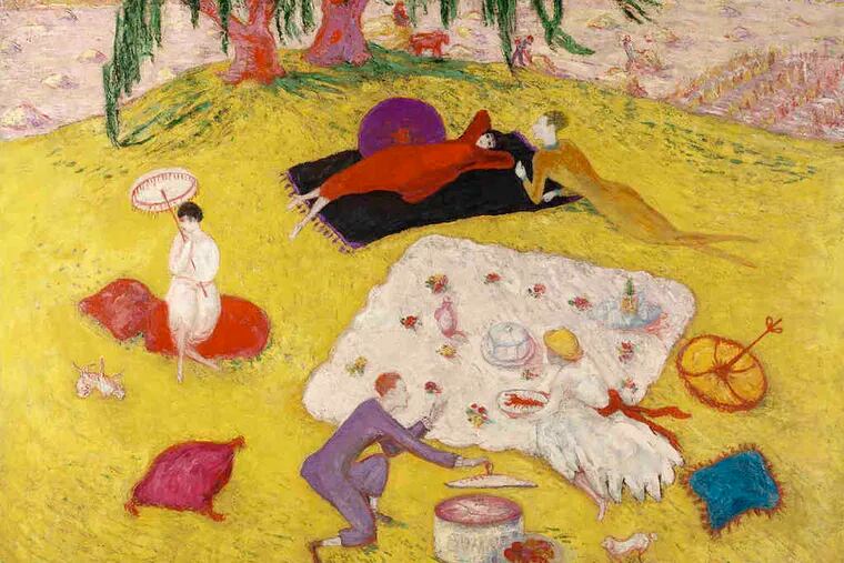 Florine Stettheimer's &quot;Picnic at Bedford Hills,&quot; 1918, oil on canvas, in the show &quot;How 'Ya Gonna Keep 'Em Down on the Farm After They've Seen Paree?&quot; at the Academy of the Fine Arts.