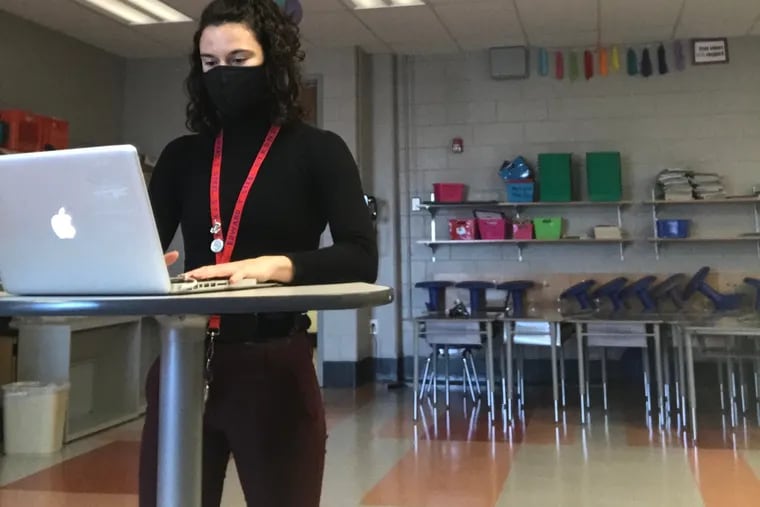 Nicole Wyglendowski teaches special education for the School District of Philadelphia in North Philadelphia. On Monday, she returned to the classroom even though none of her students opted for in-person learning.