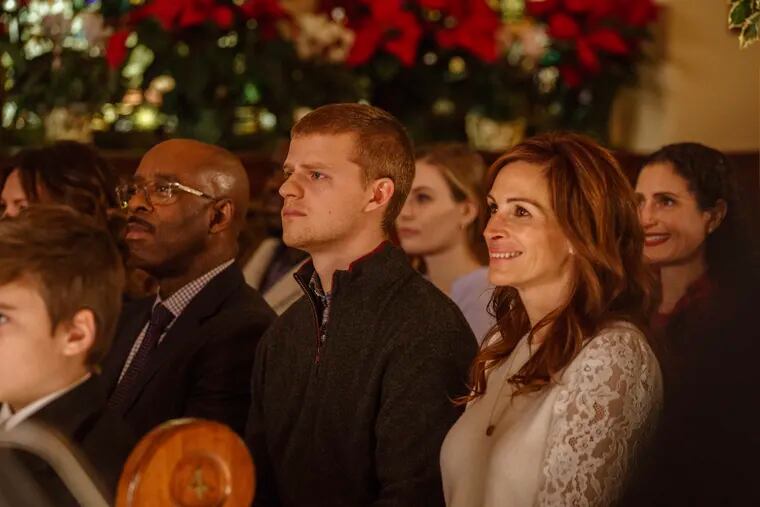 Courtney B. Vance (left), Lucas Hedges (center), and Julia Roberts in a scene from "Ben is Back."