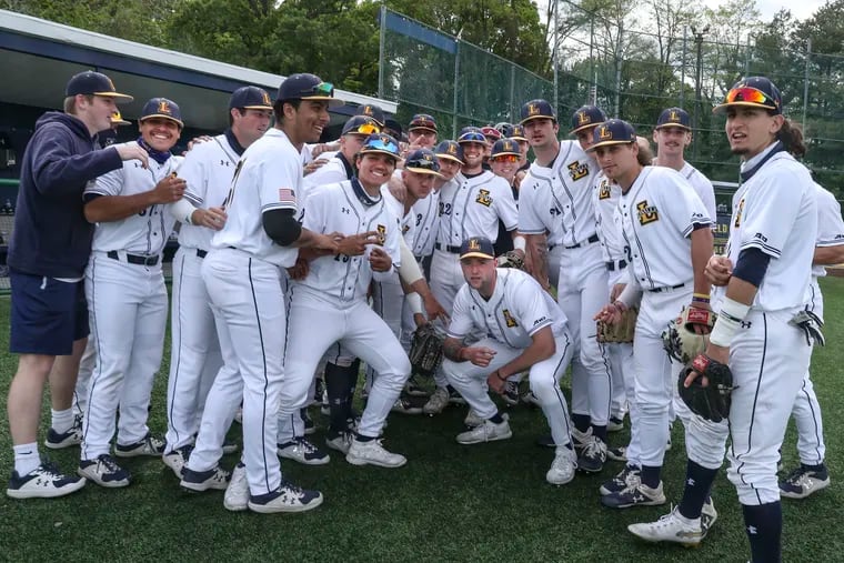 La Salle poses for a picture before their game with St. Jospeh's. La Salle baseball, due to be cut after this season, is leading the Atlantic 10, having its best season in years. DeVincent Field, La Salle beat St. Jospeh's 5-0. Friday,  May 7, 2021.