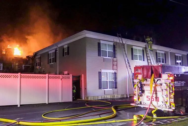 Authorities say two firefighters were injured in a fire Sunday at Heather Glen Senior Living in Upper Macungie Township.