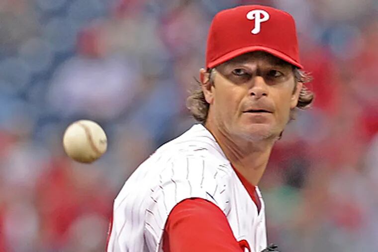 The Phillies' Jamie Moyer will take the mound tonight against the New York Yankees. (Steven M. Falk / Staff Photographer)