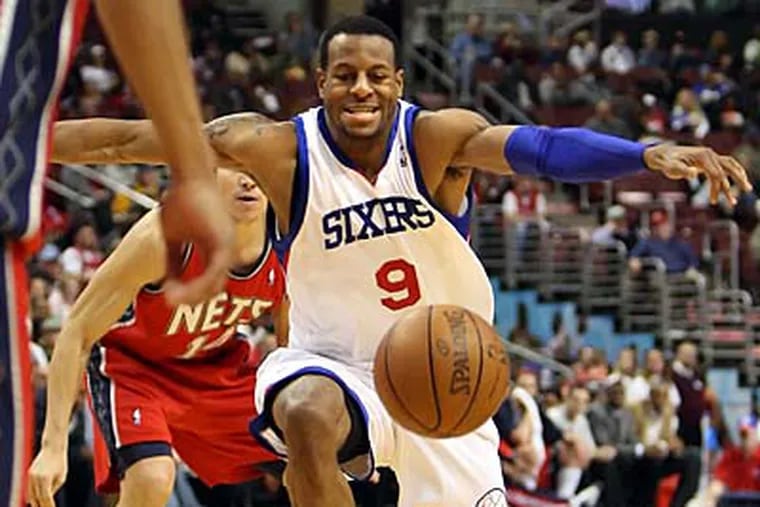 Sixers' Andre Igoudala will have to adjust to sharing the spotlight with Iverson. ( Steven M. Falk / Staff Photographer )