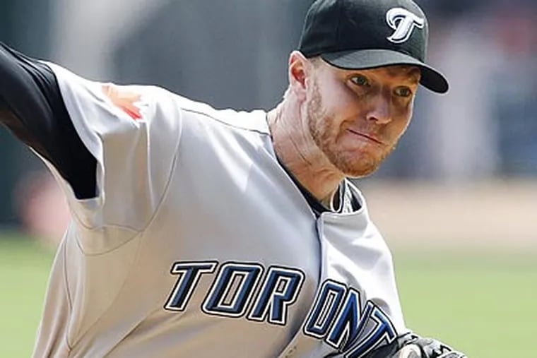 "He's the best pitcher in the American League, probably the best pitcher in the majors," the Phillies' Matt Stairs said of Toronto ace Roy Halladay. (Jim Prisching / AP file photo)