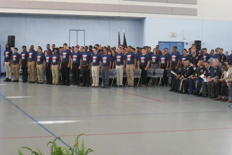 The COVID-19 pandemic has cancelled public celebrations like this one, in 2011, that honored Philadelphia students who enlisted in the Armed Services upon high-school graduation.