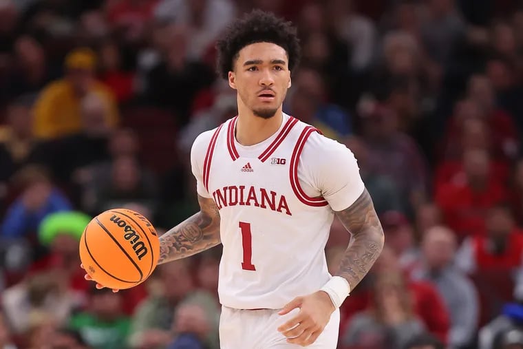 Indiana guard Jalen Hood-Shifino will lead the fourth-seeded Hoosiers against No. 13 seed Kent State in Friday’s final first-round NCAA Tournament game. Indiana is just a 4.5-point favorite over the Mid-American Conference Tournament champions. (Photo by Michael Reaves/Getty Images)