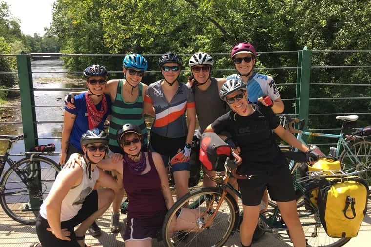 Women Bike PHL began as a Facebook community designed to inspire women, trans, and non-binary Philadelphians to ride a bike and feel comfortable doing so. Today, the group holds over 4,200 members, many of which meet up offline for group trips, like the bike-camping trip where this picture was captured.