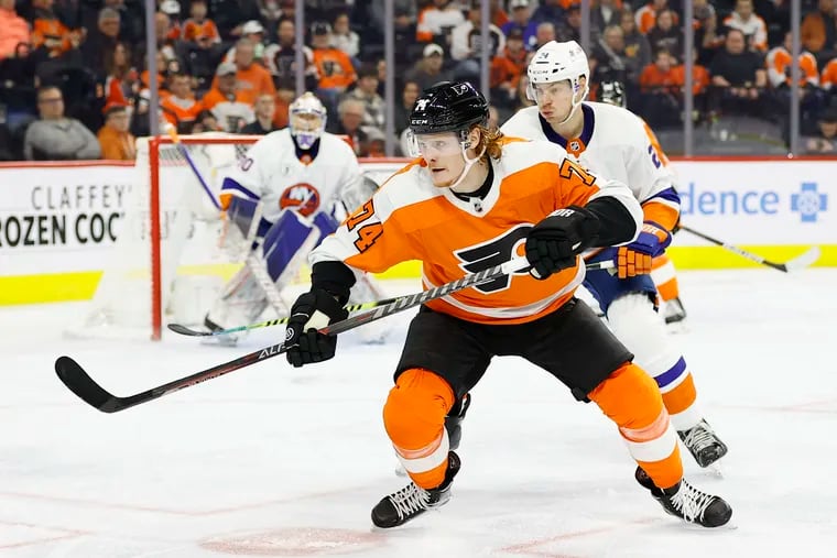 Right winger Owen Tippett spent the final 21 games of the season with the Flyers, playing primarily on the second and third lines.