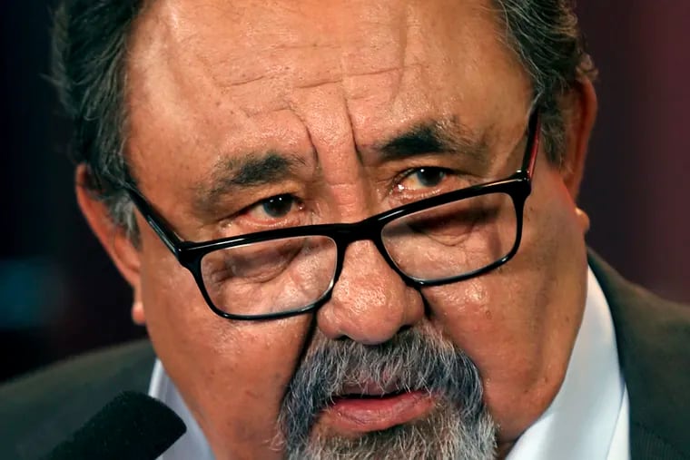 FILE - This Oct. 17, 2018 file photo shows U.S. Rep. Raul Grijalva, D-Ariz., answering questions from reporters following his debate with Republican challenger Nicolas Pierson in Tucson, Ariz. The chairman of the U.S. House Natural Resources Committee is calling on the Interior Department to halt work on oil and gas development permits and leases in Alaska and elsewhere during the partial government shutdown. A letter from Grijalva to Acting Interior Secretary David Bernhardt objects to the Interior Department allowing work to be done on upcoming offshore lease sales, seismic permits and a five-year offshore oil and gas leasing plan. (Kelly Presnell/Arizona Daily Star via AP, File)