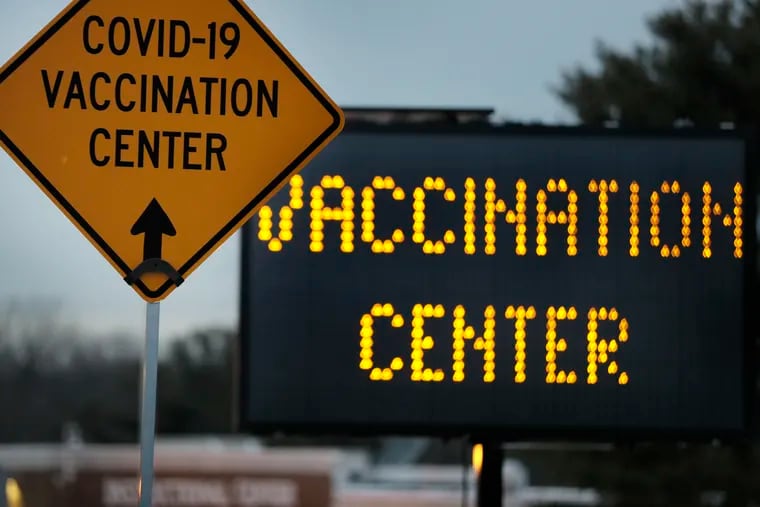 The Gloucester County COVID-19 vaccine site at Rowan College South Jersey in Deptford, N.J. on Jan. 8, 2021.