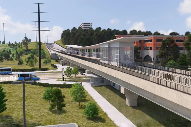 A rendering of SEPTA's Henderson Road Station along the proposed King of Prussia rail extension.