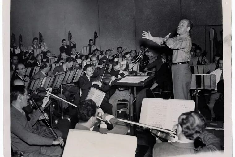 Eugene Ormandy leading the Philadelphia Orchestra in a 1944 rehearsal.