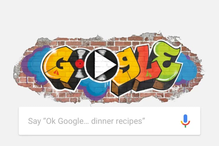 Google pays homage to hip-hop on its home page.