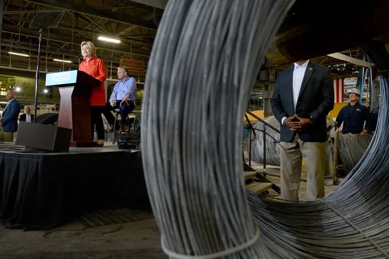 Hillary Clinton speaks at Johnstown Wire Technologies about her plans to invest in infrastructure and manufacturing.