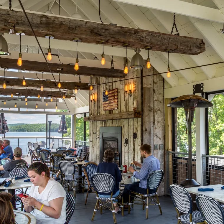 Dining with a view of Lake Wallenpaupack in the Poconos at Silver Birches Resort's The Dock on Wallenpaupack.