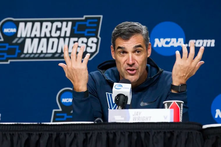 Coach Jay Wright of Villanova answers questions during a press conference at the XL Center in Hartford, CT on March 20, 2019 as they prepare for their game against St. Maryâ€™s in the NCAA Tournament.
