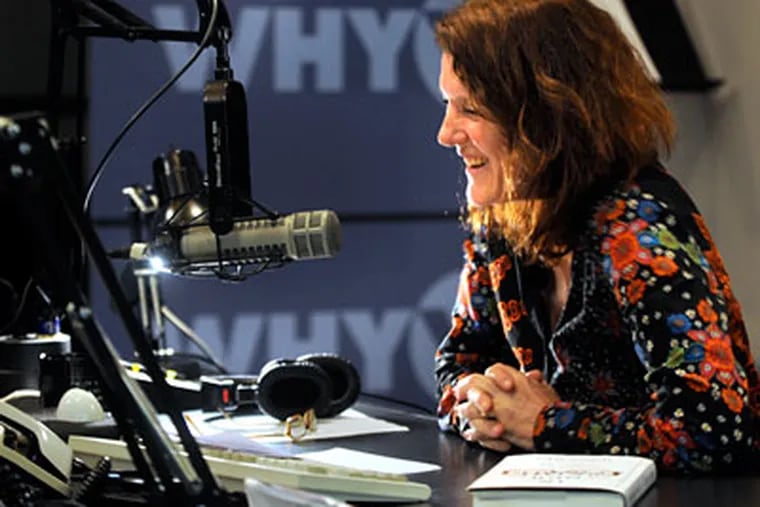 Marty Moss-Coane, host of WHYY's &quot;Radio Times,&quot; says the live show is like theater, with the curtain going up at 10 a.m. and coming down at noon. (Tom Gralish / Staff Photographer)