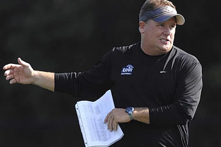Before Ricky Santos arrived, everyone here thought a fleet-footed quarterback was needed for Chip Kelly's offense to work. (Photo credit: New Hampshire Union Leader)