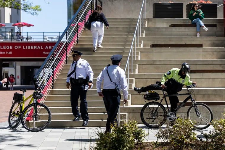 Temple University police and security on campus in April.