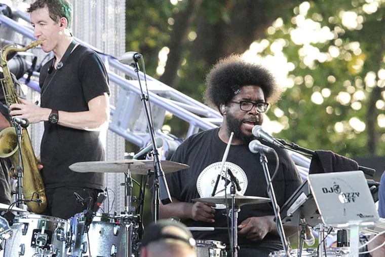 Drummer Questlove and the Roots at the Philly 4th of July Jam on the Ben Franklin Parkway last year. They're back this year to Welcome America.