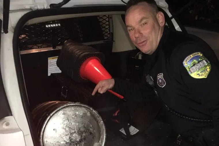 Upper Darby police posted this photo on Twitter to alert underage drinkers that their plans for a keg party had been busted.