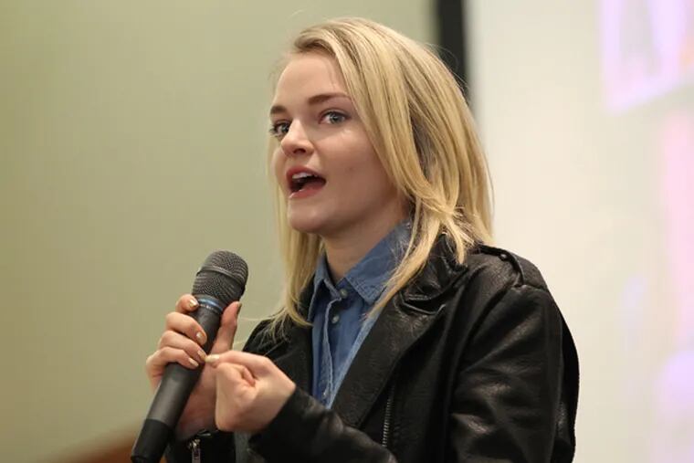 Madeline Brewer, who starred in the netflix series "Orange is the New Black" speaks to students at the S.U.R.E. Student Summit at Rowan University. The Annual S.U.R.E. (Schools United for Respect and Equality) Student Summit will feature Pitman High School graduate and Hollywood actress Madeline Brewer and Freeholder Adam Taliaferro, who will speak about overcoming obstacles and becoming stronger through adversity and perseverance based upon his own personal experiences. (MICHAEL BRYANT/Staff Photographer)