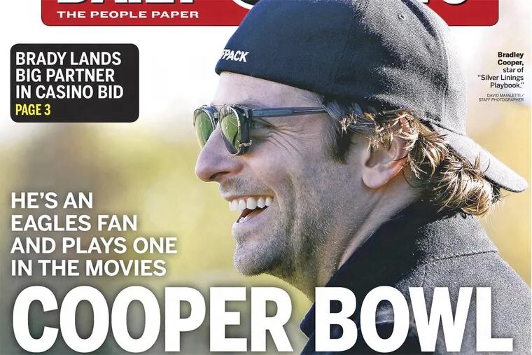 Bradley Cooper appears on the Nov. 16, 2012 cover of the Daily news.